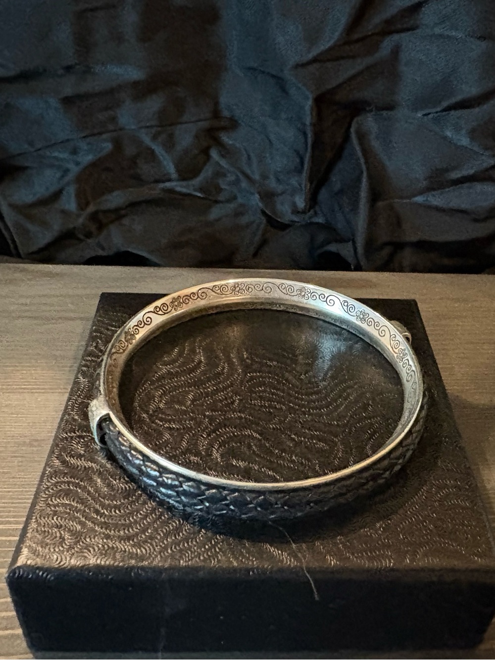 Brighton Black and Silver Textured Bangle Bracelet